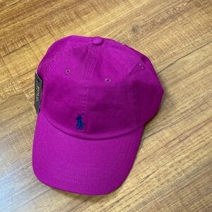 Ralph Lauren Fuchsia Polo Baseball Cap with Navy Pony